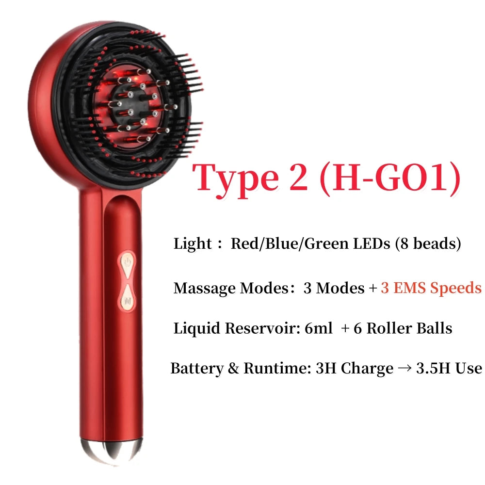 Electric Head Massager Hair Growth Comb Scalp Relax Massager 630Nm Red Light Oil Applicator Anti-Hair Loss Hair Care Hairbrush