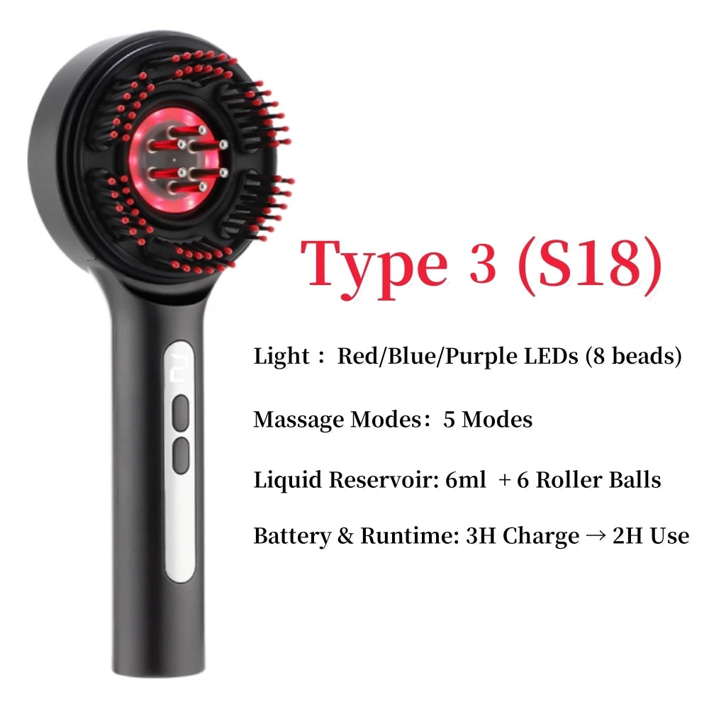 Electric Head Massager Hair Growth Comb Scalp Relax Massager 630Nm Red Light Oil Applicator Anti-Hair Loss Hair Care Hairbrush
